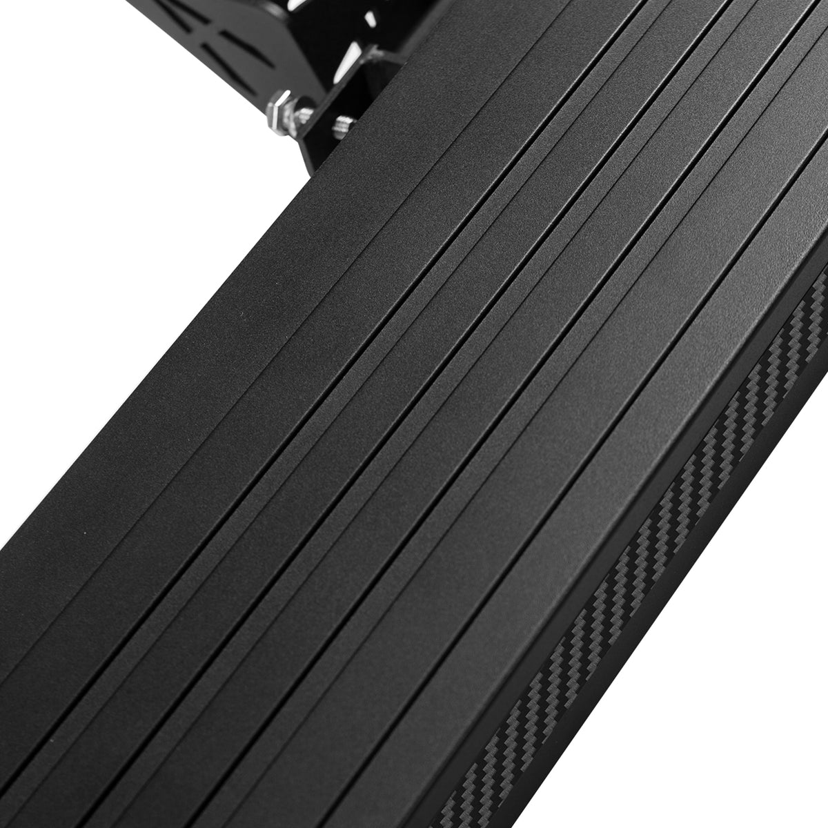 Underside view of the aluminum running board mounting points on a Jeep Wrangler JL