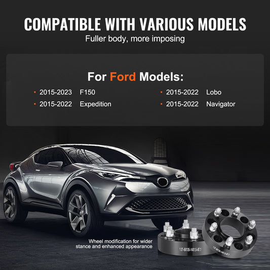 Forged black 6-lug wheel spacers, set of 4