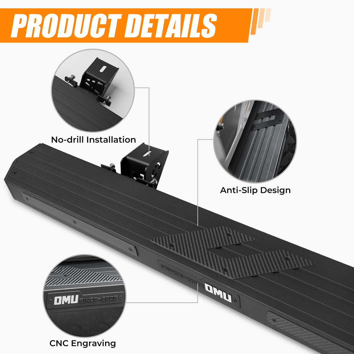 Aluminum side step fitted to a 2018+ Jeep Wrangler JL 4-Door