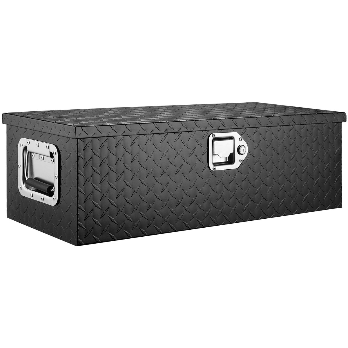 Heavy duty aluminum diamond plate truck bed tool box with lock, 30x13x9.6 inches