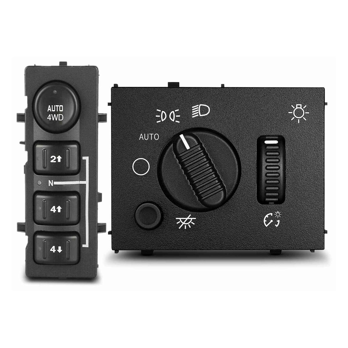 4x4 Auto AWD selector switch and headlight switch set for Chevrolet, GMC and Cadillac trucks