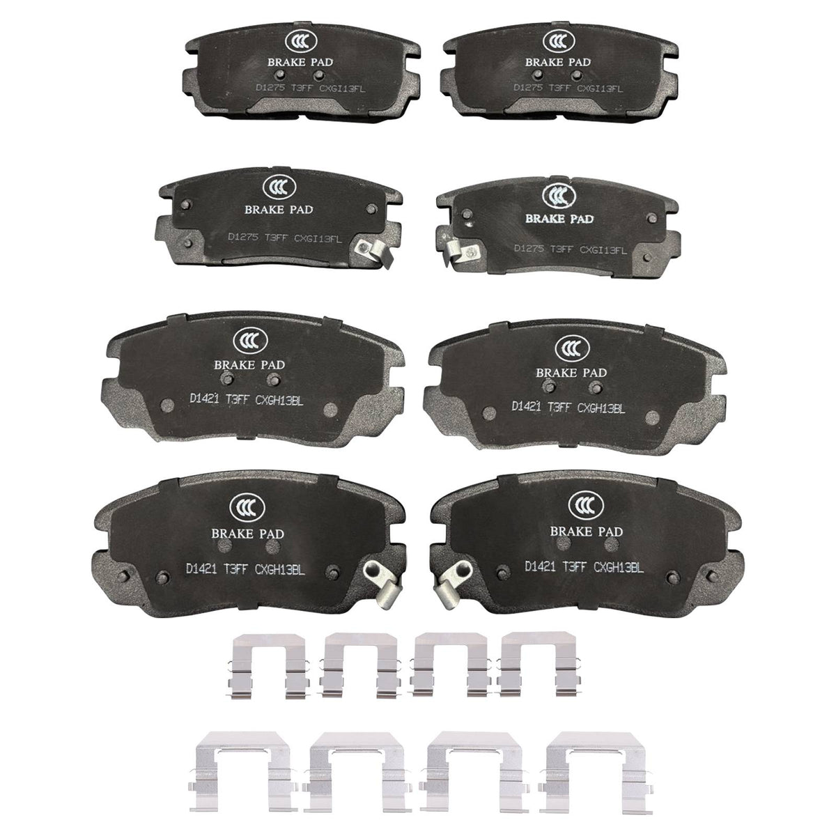 Front and rear ceramic brake pad set for Chevrolet Equinox and GMC Terrain, OE P1421