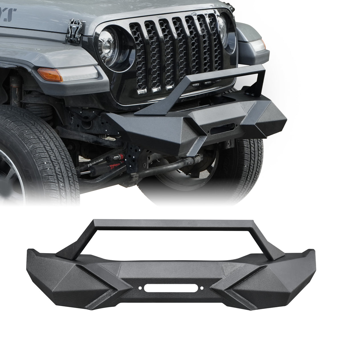Front bumper with integrated winch plate for 2007-2018 Jeep Wrangler JK