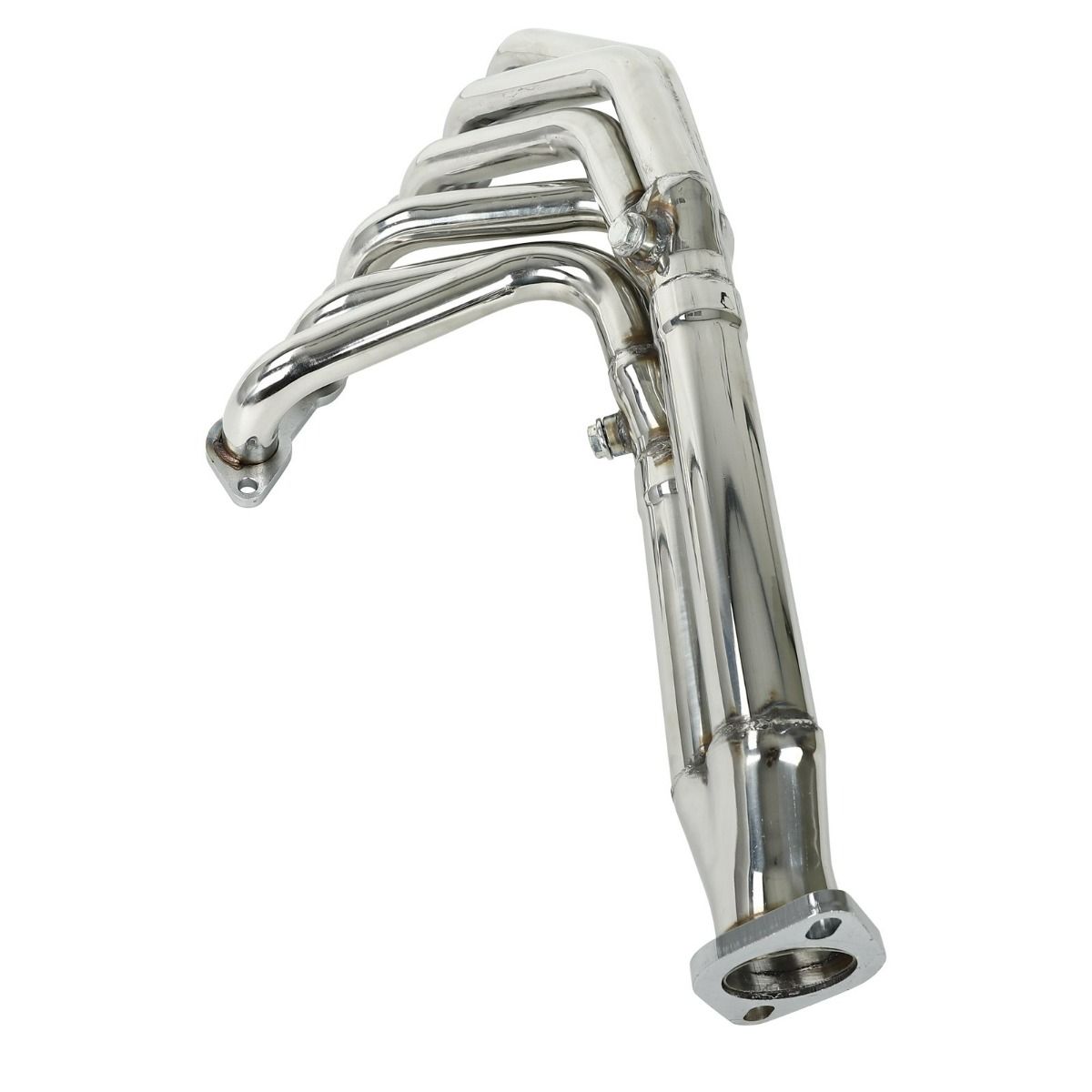 Toyota Supra exhaust header showing the two pre-installed O2 sensor bungs